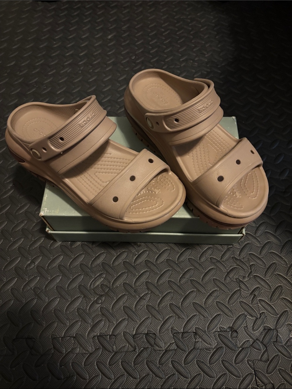 CROCS Kids Tan Double-Strap Slide Sandals